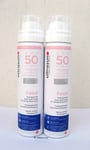 Ultrasun Face Transparent Face & Scalp Mist  SPF50 2 x 50ml size New