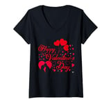 Womens Funny Happy Valentines Day Heart Love Valentine Men Women V-Neck T-Shirt