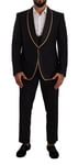 DOLCE & GABBANA Suit Black SICILIA Single Breasted 3 Piece EU52/US42/ L