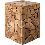 Table Basse d'Appoint en Forme de Cube en Bois de Teck Massif Ultra Durable Très Décorative pour Salon Rustique ou Boho Bohème Beliani