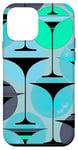 Coque pour iPhone 12 mini Martinis inspiré des années 50 gris bleu et turquoise