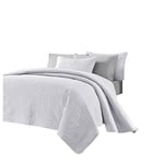 Chezmoi Collection Austin 3-Piece Oversized Bedspread Coverlet Set (Queen, White), Polyester