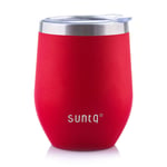 SUNTQ Reusable Coffee Cups Travel Mug with Lid - Insulated Travel Cups - Wine Tumbler Thermal Cup - Stainless Steel Eco-Friendly for Hot and Cold Drinks, Dark Red 12oz/340ml