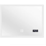 Helloshop26 - Miroir de salle de bain tactile mural horloge numérique 2 en 1 éclairage blanc froid et chaud miroir lumineux cosmétique de maquillage