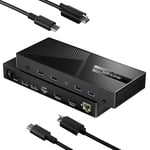 WAVLINK USB C Docking Station with KVM Switch 3 Monitors 2 Computers, Triple Monitors 4K@60Hz HDMI+DisplayPort Laptop Dock, USB-C 10Gbps, 3xUSB 3.1, Ethernet, Audio,100W Power for Windows/Mac M1/M2/M3