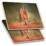 2 x Rectangle Stickers 10 cm - Caracal African Lynx Cat #3170