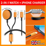 2-in-1 Wireless Apple Watch + iPhone Charging Cable 2.4A +Type-C Connector Gift