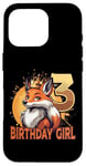 Coque pour iPhone 16 Pro 3ème anniversaire fille renard 3 ans