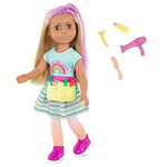 Glitter Girls 062243450035 Brie Barbie 14-inch Poseable Hairdresser Doll Blonde & Purple Blow Dryer, Hair Clips, & Hairstyling Accessories, Multiple, 14 inch