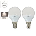 Lot De 2 Ampoules E14 A Vis P45 Culot E14 - Ampoule E14 LED Angle D'Éclairage 200°- Ampoule LED E14 5 3W Équivalant 40W- Ampoule Petit Culot À Vis 470 Lm - Lumière Blanc Neutre - PACK2EV470PCW Xanlite