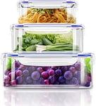 KICHLY Plastic Airtight Food Storage Containers - Plastic Food Containers with Lids for Kitchen & Pantry, Leakproof (Blue, Pack of 6)