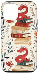 Coque pour iPhone 12/12 Pro Motif de ver de bibliothèque Cute Dragon Books Cottagecore