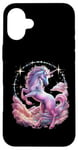 Coque pour iPhone 16 Plus licorne imaginative avec des étoiles