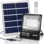 Aigostar - Projecteur solaire LED d’extérieur avec panneau solaire,200W. Projecteur ultra lumineux avec protection IP66.Lampe solaire extérieure pour jardins， portes， cours， garages， etc.