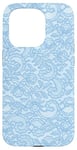 Coque pour iPhone 15 Pro Dentelle bleue bleuet vintage avec fleurs