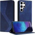 Coque Pour Samsung Galaxy S23 Ultra, Coque Samsung S23 Ultra, Housse S23 Ultra, Housse En Cuir Pu Portefeuille Magnetique Etui De Protection, Flip Case Pour Galaxy S23 Ultra (Bleu)