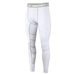 AMZSPORT Collants de Compression pour Hommes Legging Imperméable à la Couche de Base à Séchage Rapide Pantalon D'entraînement Pro - Blanc XXL