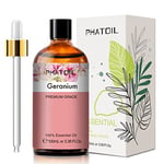 PHATOIL Huile Essentielle Géranium 100 ml, Huile Essentielle Pure Naturelle pour Diffuseur, Huile de Géranium Rosat pour Aromathérapie