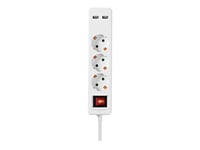 Nedis Exso315ufswt - Effektband - Ac 220-240 V - 3680 Watt - Ingång: Typ F - Utgångskontakter: 3 (2 X Usb, 3 X Strömtyp F) - 1.5 M Sladd - Vit