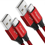 etguuds USB C Cable 60CM 2-Pack, USB A to USB-C Cable Fast Charging Braided USB-C Charger Cable for Samsung Galaxy S23 S21 S20 S10 S9 S8 Plus S10E (Red)