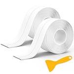 2 Rolls Bath Sealant Strip Self Adhesive, Caulk Strip, Bathroom Sealant White Waterproof, Sealant Tape for Bathtub Toilet, Shower, Wall Corner, Sink, Kitchen, with Sealing Tool (126 x 1.5in)