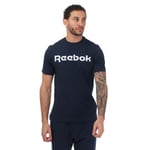 Reebok Mens Graphic Series Linear Logo T-Shirt in Navy Cotton - Size Small