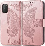 Coque Pour Xiaomi Poco M3,Housse Elegant Retro Cuir Coque Bien Con U,Housse Avec Id Carte De Crédit Slot Holder Flip Cover Pour Xiaomi Poco M3-Or Rose