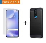 Pack Coque Gel Type Carbone + Verre Trempé pour Xiaomi Pocophone Little X2