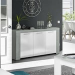 Buffet Ambit 3 portes 144 cm (largeur) x 80 cm (hauteur) x 42 cm (profondeur) - Ciment - Artik Blanc