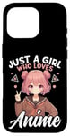 Coque pour iPhone 16 Pro Just a Girl Who Loves Anime Merch Afro-Américain Afro