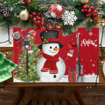 Christmas Placemat Linen Dining Table Mats Coaster Pad Bowl Coffee Cup Mat Xmas Tree Cute Snowman Placemat Tablecloth 48x33CM