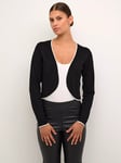 KAFFE Astrid Mille Contrast Trim Bolero Cardigan, Black/White