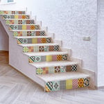 Ambiance Sticker Stair Tile Stickers, Vinyl, Multicolor Mosaic, 4 bandes de 15 x 105 cm