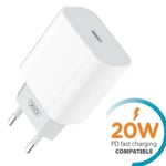 Snabbladdare 20W PD USB-C för iPhone 11/12/13/14/15, Samsung Vit