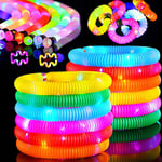 12PCS Mini tubes de pop jouets sensorie,lumineux tube pop,LED Light Up Toys Pop Tube,Fidget Toys Baton Lumineux Fluo,Extensible éducatif pour enfants, pour Fête Anniversaire Décorations Cadeau de Noël