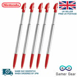 3DS XL Stylus Red & Silver Metal Retractable Touch Pen for Nintendo 5 Pack