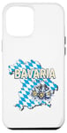 Coque pour iPhone 12 Pro Max Bavière Allemagne Rétro Carte de l'État fédéral Edelweiss