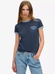 Superdry Athletic Essentials Ringer T-Shirt, Richest Navy Slub