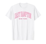 East Hampton New York Retro Preppy Throwback Womens Pink T-Shirt