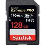 Carte mémoire SDXC SanDisk Extreme PRO 128 Go Jusqu'à 170 Mo/s, Classe 10, U3, V30, 4K UHD