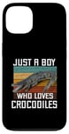 Coque pour iPhone 13 T-shirt mignon Just A Boy Who Loves Alligator Crocodiles