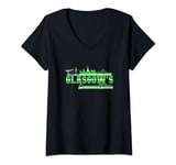 Womens Glasgow is Green and White V-Neck T-Shirt