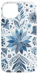 Coque pour iPhone 15 Plus Fleur bleue d'hiver motif mandala abstrait minimaliste