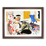 Woman On Chair Vol.1 By Henry Lyman Sayen Classic Painting Framed Wall Art Print, Ready to Hang Picture for Living Room Bedroom Home Office Décor, Walnut A2 (64 x 46 cm)