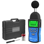 SURLABA Digital Decibel Meter, Handheld Sound Level Meter 30-130 dB (A/C), High Accuracy ±1.5dB Audio Noise Volume Tester with Fast/Slow Time Weighting, Decibel Monitor for Sound Quality Control