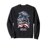 Abigail Messy Hair Bun with USA Ribbon Sunglasses Design Sweatshirt