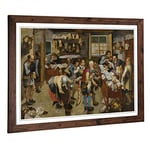 Big Box Art Framed Print of Pieter Bruegel The Elder The Country Brawl Design | Wall Art Picture | Home Decor for Kitchen, Living Room, Bedroom, Hallway, Walnut, A2 / 24.5x18 Inch / 62x45cm