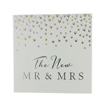 Wedding Congratulations Greetings Card - The New Mr & Mrs - Gold & Silver Hearts