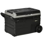 Car Cooler Box 40L Med Led-Belysning, Kompressor Bilkyl, Transporthjul, 12/24V Dc Och 110-240V Ac, Grå+Svart