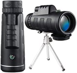 PJPPJH Monocular Telescope, HD Monocular for Bird Watching Adults with Smartphone Holder & Tripod BAK4 Prism for Wildlife Hunting Camping Travelling Wildlife (40 * 60)